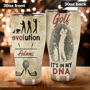 Camellia Personalized Golf Evolution It's My DNA Stainless Steel Tumbler-Double-Walled Travel Therma Cup With Lid Gift For Male Golf Player