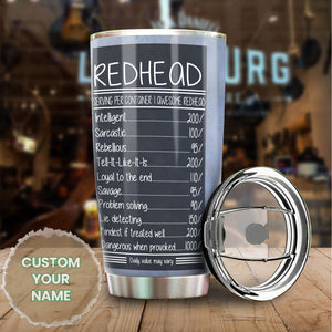 Camellia Personalized 3D Funny Fact About Redhead Stainless Steel Tumbler - Customized Double-Walled Insulation Thermal Cup With Lid