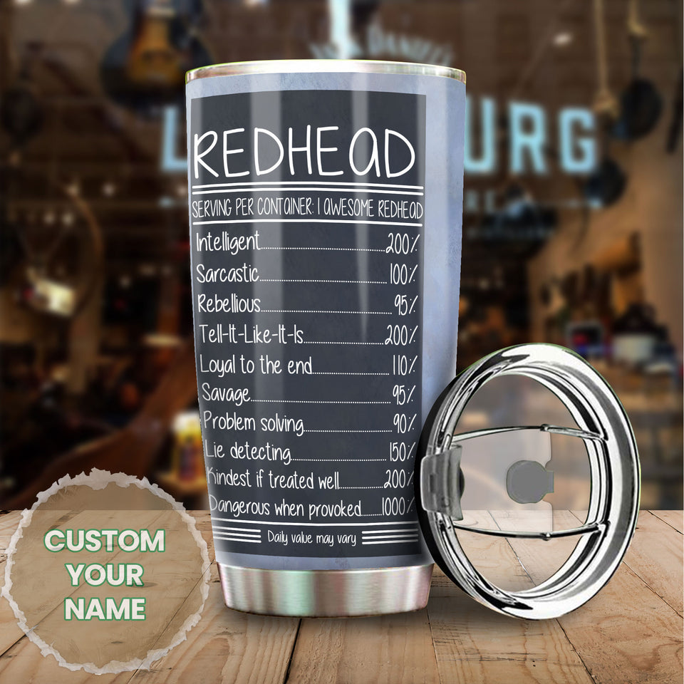 Camellia Personalized 3D Funny Fact About Redhead Stainless Steel Tumbler - Customized Double-Walled Insulation Thermal Cup With Lid