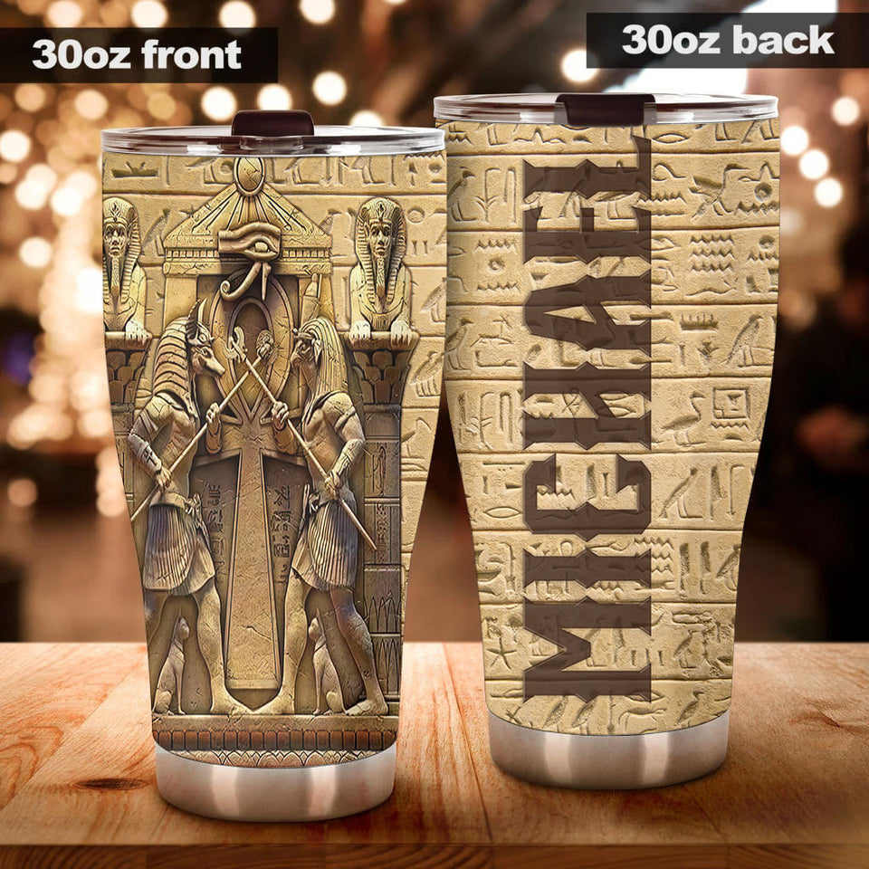 Camellia Personalized Ancient Egypt God Stainless Steel Tumbler - Double-Walled Insulation Vacumm Flask - Gift For Christian, Christmas, Thanksgiving, Egypt Culture Lovers