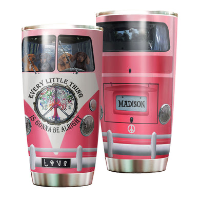 Camellia Personalized Hippie Van Every Little Thing Is Gonna Be Alright Stainless Steel Tumbler-Double-Walled Insulation Travel Cup With Lid
