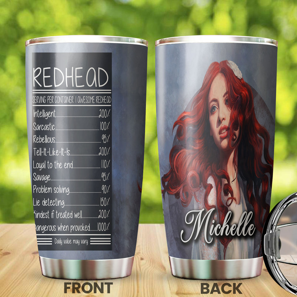 Camellia Personalized 3D Funny Fact About Redhead Stainless Steel Tumbler - Customized Double-Walled Insulation Thermal Cup With Lid