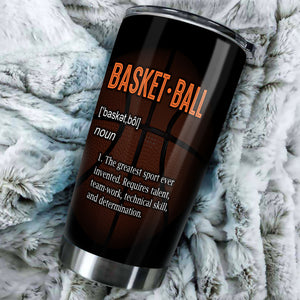 Camellia Persionalized 3D Basketball Definition Stainless Steel Tumbler - Customized Double - Walled Insulation Travel Thermal Cup With Lid Gift For Basketball Player