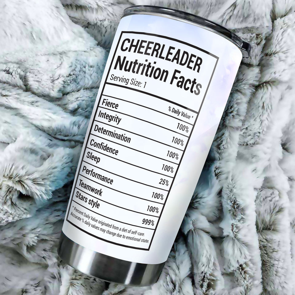 Camellia Personalized Cheerleader Nutrition Facts Stainless Steel Tumbler - Customized Double-Walled Insulation Travel Thermal Cup With Lid