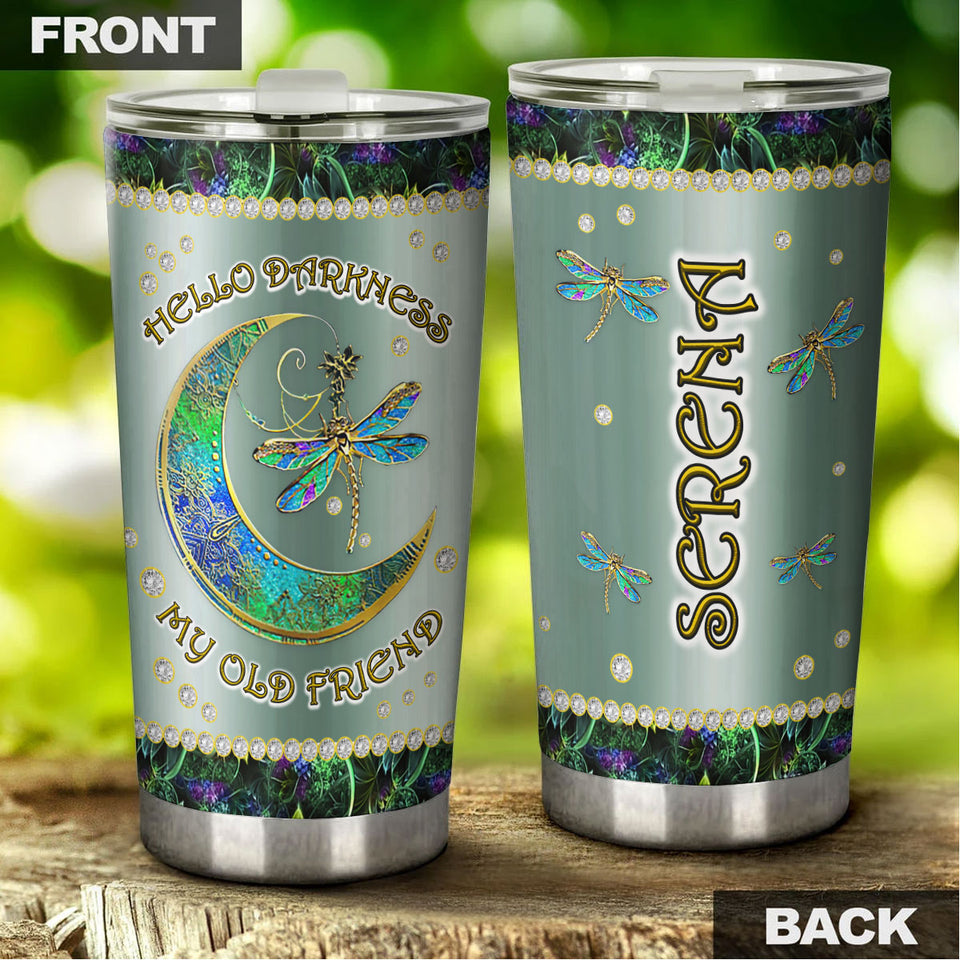 Camellia Personalized Mental Style Jewelry Dragonfly Hippie Stainless Steel Tumbler-Double-Walled Insulation Travel Cup With Lid 01
