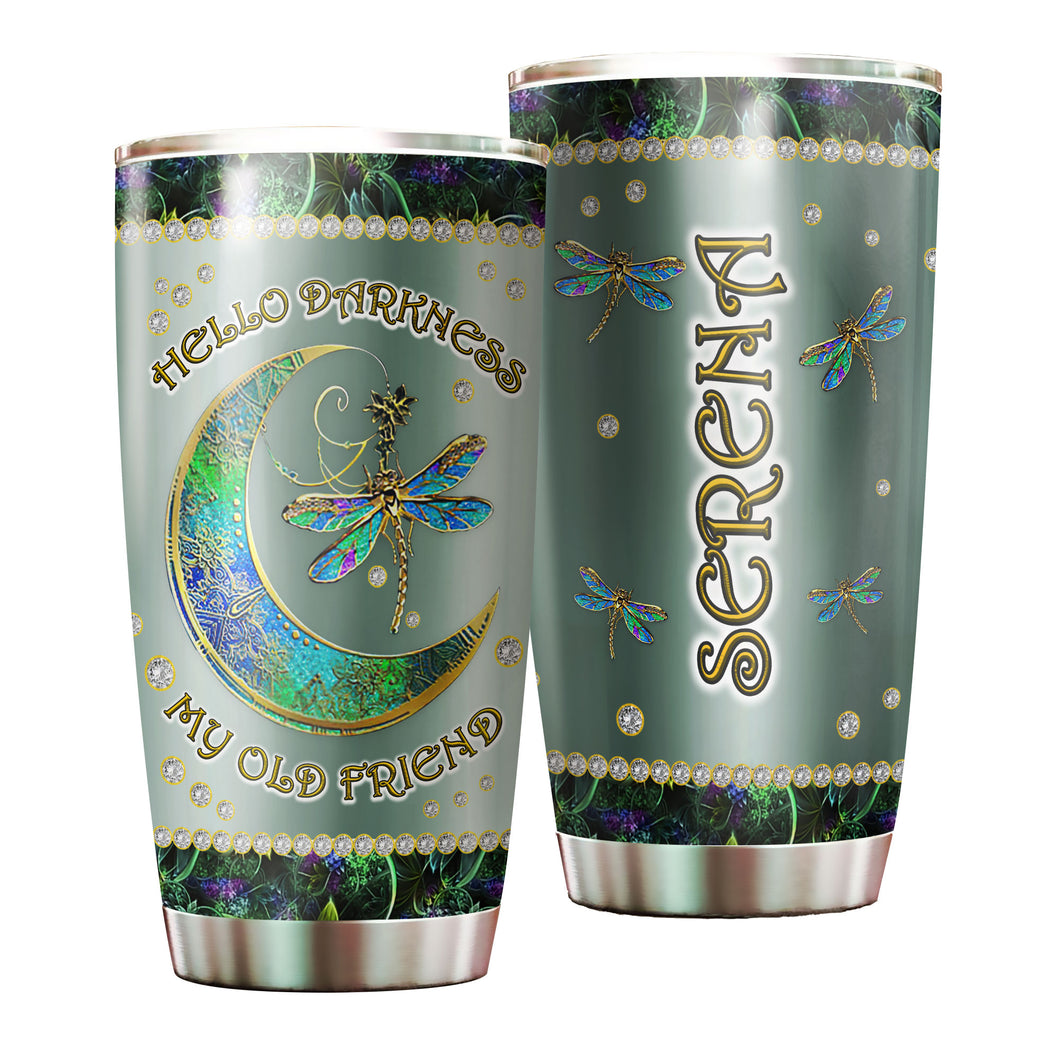 Camellia Personalized Mental Style Jewelry Dragonfly Hippie Stainless Steel Tumbler-Double-Walled Insulation Travel Cup With Lid 01