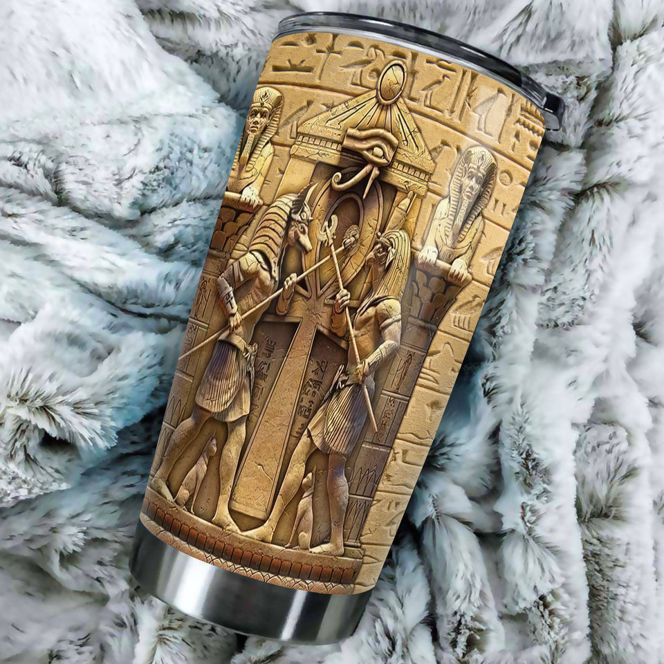 Camellia Personalized Ancient Egypt God Stainless Steel Tumbler - Double-Walled Insulation Vacumm Flask - Gift For Christian, Christmas, Thanksgiving, Egypt Culture Lovers