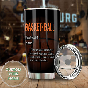 Camellia Persionalized 3D Basketball Definition Stainless Steel Tumbler - Customized Double - Walled Insulation Travel Thermal Cup With Lid Gift For Basketball Player