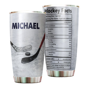 Camellia Personalized Ice Hockey Nutrition Facts Stainless Steel Tumbler-Double-Walled Insulation  Cup With Lid Gift For Hockey Player