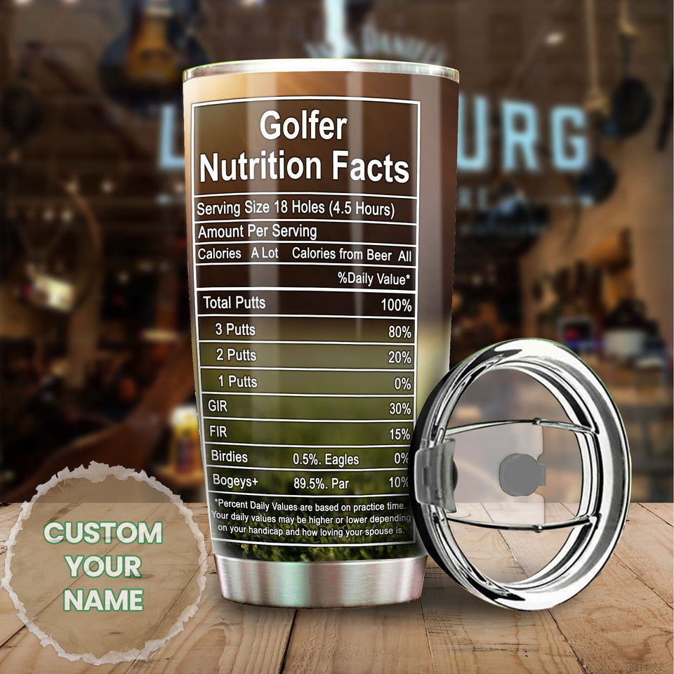 Camellia Personalized Golfer Nutrition Facts Stainless Steel Tumbler-Double-Walled Travel Therma Cup With Lid Gift For Golf Player 03