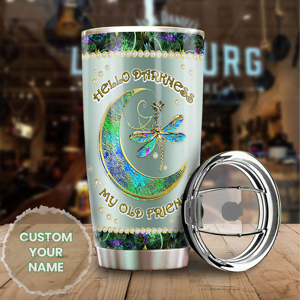 Camellia Personalized Mental Style Jewelry Dragonfly Hippie Stainless Steel Tumbler-Double-Walled Insulation Travel Cup With Lid 01