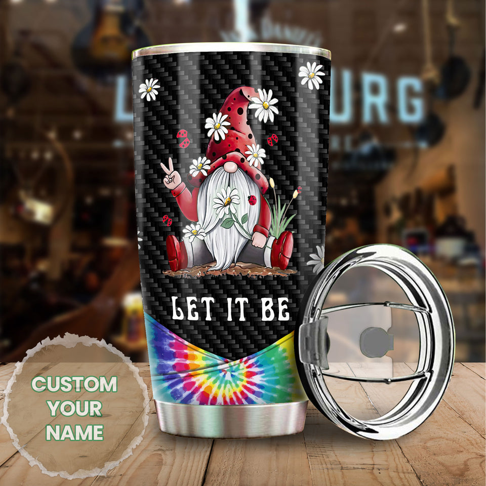 Camellia Personalized Gnome Let It Be Hippie Stainless Steel Tumbler-Double-Walled Insulation Travel Cup With Lid