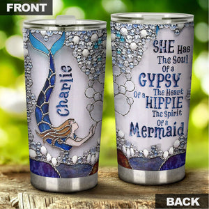 Camellia Personalized She Has The Soul Of Gypsy Heart Of Hippie Stainless Steel Tumbler-Double-Walled Insulation Travel Cup With Lid