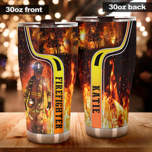 Camellia Personalized Firefighter Lover Stainless Steel Tumbler-Double-Walled Insulation Gift For Firefighter Fireman 01