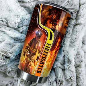 Camellia Personalized Firefighter Lover Stainless Steel Tumbler-Double-Walled Insulation Gift For Firefighter Fireman 01