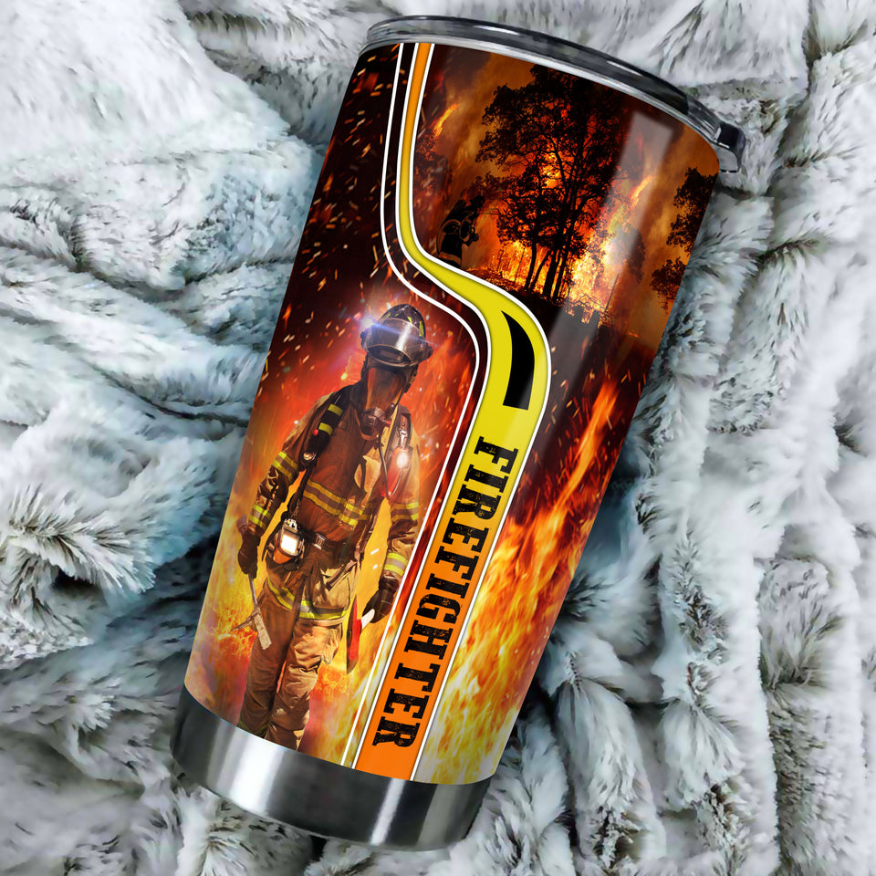 Camellia Personalized Firefighter Lover Stainless Steel Tumbler-Double-Walled Insulation Gift For Firefighter Fireman 01