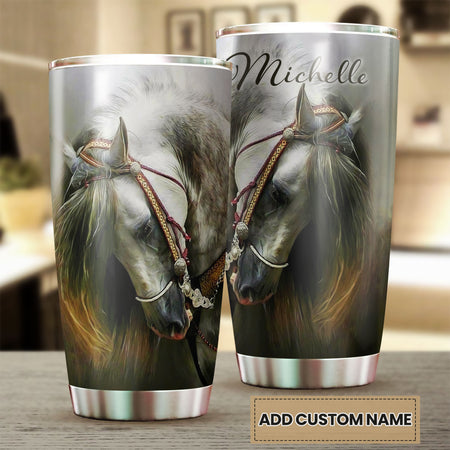 Camellia Personalized Horse Stainless Steel Tumbler - Double-Walled Insulation Vacumm Flask - Gift For Horse Lovers, Cowgirls, Cowboys, Perfect Christmas, Thanksgiving Gift 02