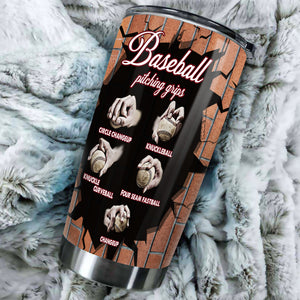 Camellia Persionalized 3D Basketball Pitching Crips Stainless Steel Tumbler - Customized Double - Walled Insulation Travel Thermal Cup With Lid