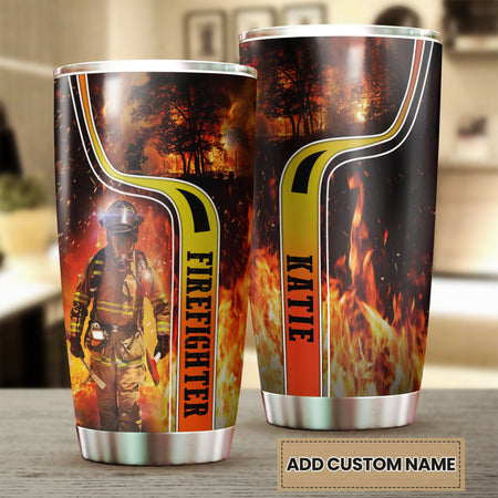 Camellia Personalized Firefighter Lover Stainless Steel Tumbler-Double-Walled Insulation Gift For Firefighter Fireman 01