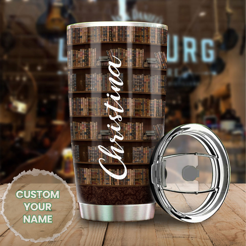 Camellia Personalized Into The Library I Go To Lose My Mind And Find My Soul Stainless Steel Tumbler - Double-Walled Insulation Vacumm Flask - Gift For Book Lovers, Nerd, International Book Day