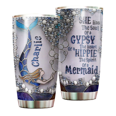 Camellia Personalized She Has The Soul Of Gypsy Heart Of Hippie Stainless Steel Tumbler-Double-Walled Insulation Travel Cup With Lid