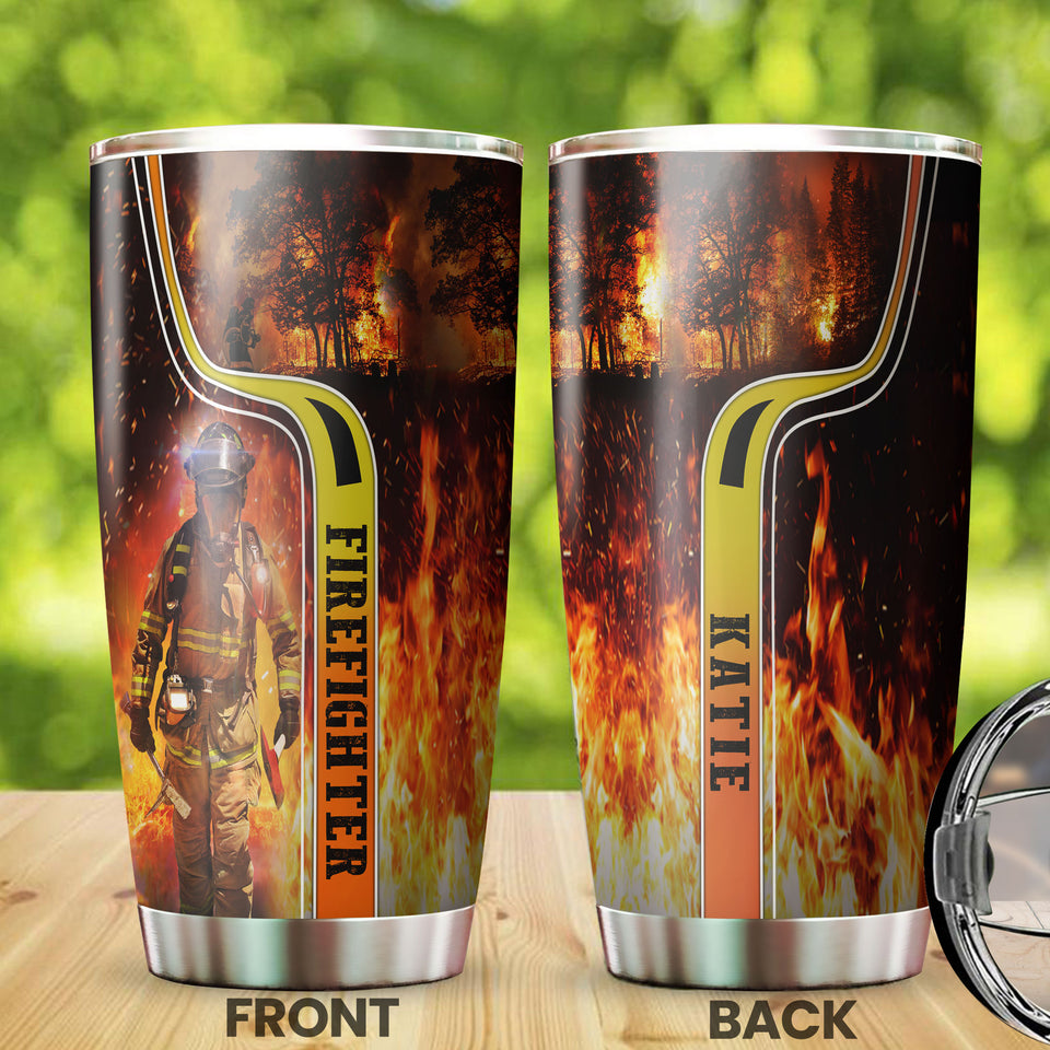Camellia Personalized Firefighter Lover Stainless Steel Tumbler-Double-Walled Insulation Gift For Firefighter Fireman 01