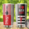 Camellia Personalized Cheerleader My Heart Beats In 8 Counts Stainless Steel Tumbler - Customized Double-Walled Insulation Travel Thermal Cup With Lid