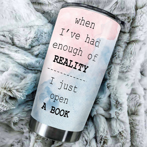 Camellia Personalized I Just Open A Book Stainless Steel Tumbler - Double-Walled Insulation Vacumm Flask - Gift For Book Lovers, Nerd, International Book Day