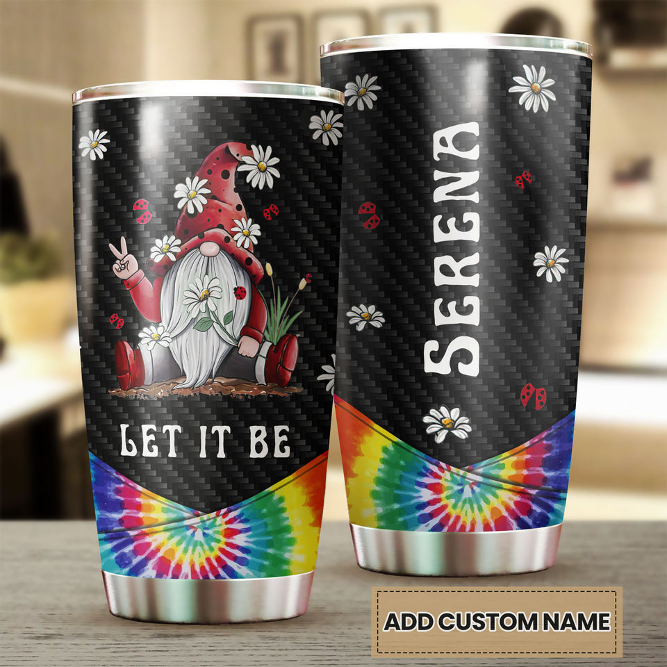Camellia Personalized Gnome Let It Be Hippie Stainless Steel Tumbler-Double-Walled Insulation Travel Cup With Lid