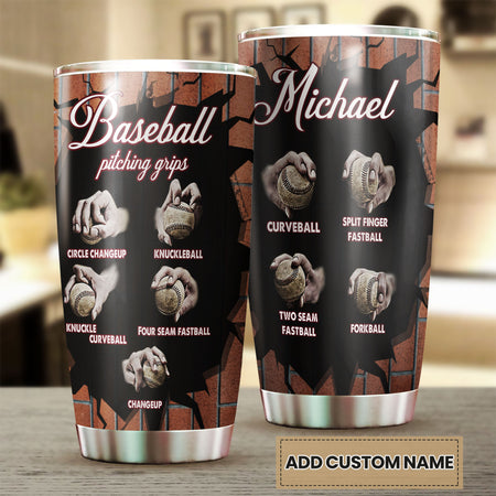 Camellia Persionalized 3D Basketball Pitching Crips Stainless Steel Tumbler - Customized Double - Walled Insulation Travel Thermal Cup With Lid