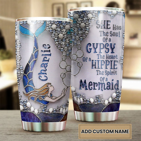 Camellia Personalized She Has The Soul Of Gypsy Heart Of Hippie Stainless Steel Tumbler-Double-Walled Insulation Travel Cup With Lid