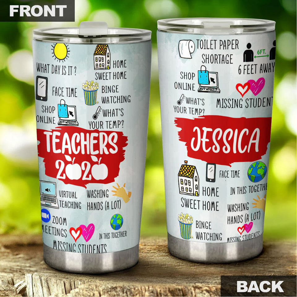Camellia Personalized 3D Teachers Of 2020 Stainless Steel Tumbler - Customized Double-Walled Insulation Back To School Thermal Cup With Lid