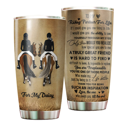 Camellia Personalized To My Riding Partner For Life Stainless Steel Tumbler-Double-Walled Insulation Cup With Lid Gift For Riding Couple