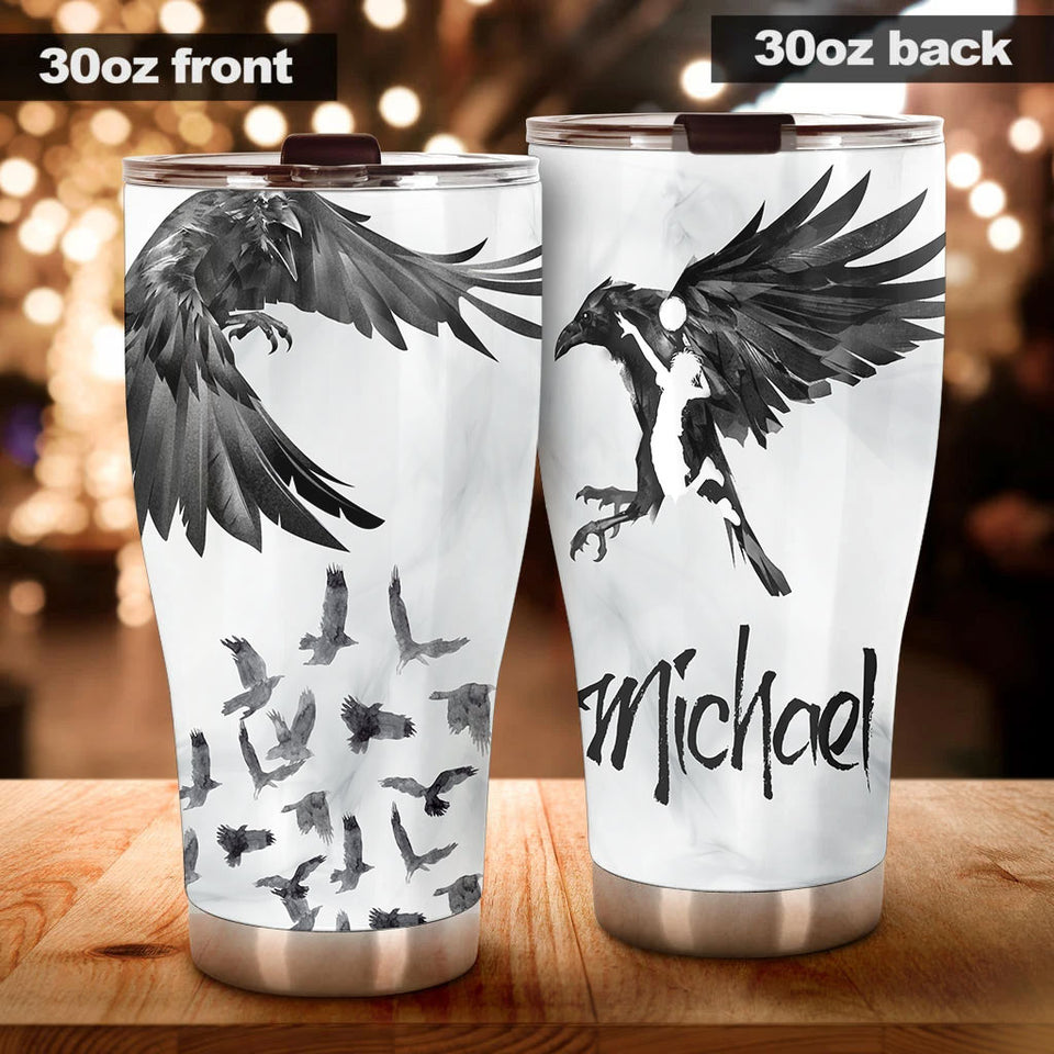 Camellia Personalized 3D Dark Eagles Stainless Steel Tumbler - Customized Double-Walled Insulation Travel Thermal Cup With Lid