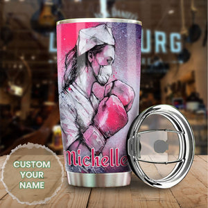 Camellia Personalized Boxing Nurse Stainless Steel Tumbler - Double-Walled Insulation Vacumm Flask - Gift For Nurse, Christmas Gift, International Nurses Day