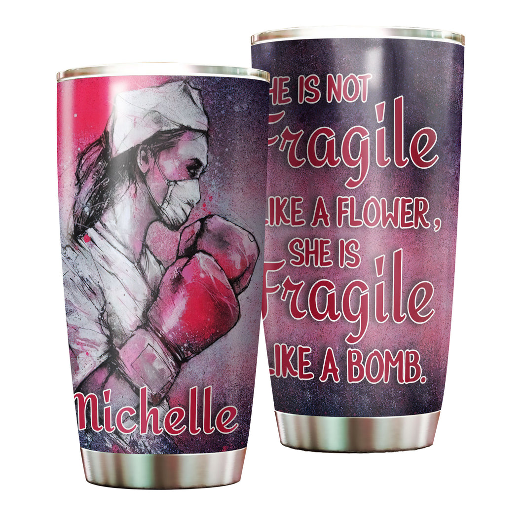 Camellia Personalized Boxing Nurse Stainless Steel Tumbler - Double-Walled Insulation Vacumm Flask - Gift For Nurse, Christmas Gift, International Nurses Day