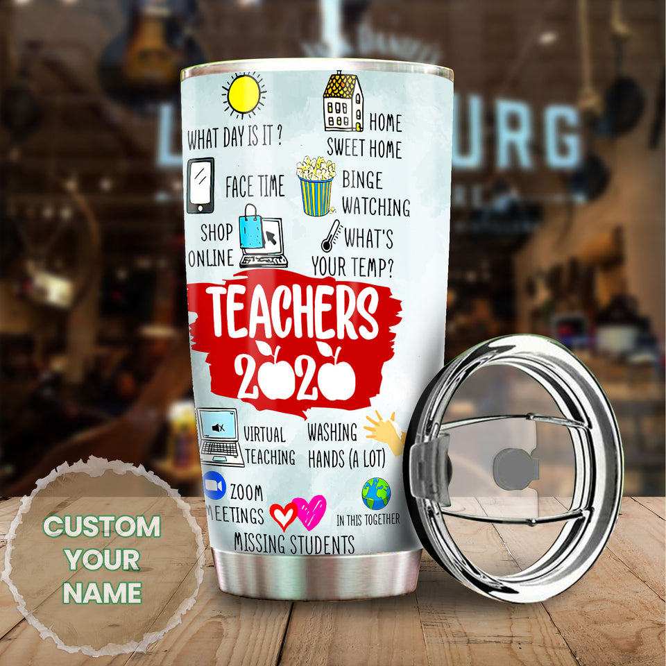 Camellia Personalized 3D Teachers Of 2020 Stainless Steel Tumbler - Customized Double-Walled Insulation Back To School Thermal Cup With Lid