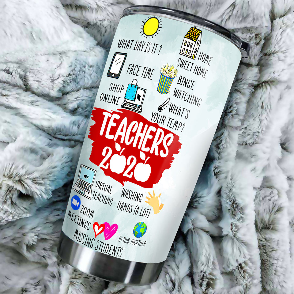 Camellia Personalized 3D Teachers Of 2020 Stainless Steel Tumbler - Customized Double-Walled Insulation Back To School Thermal Cup With Lid