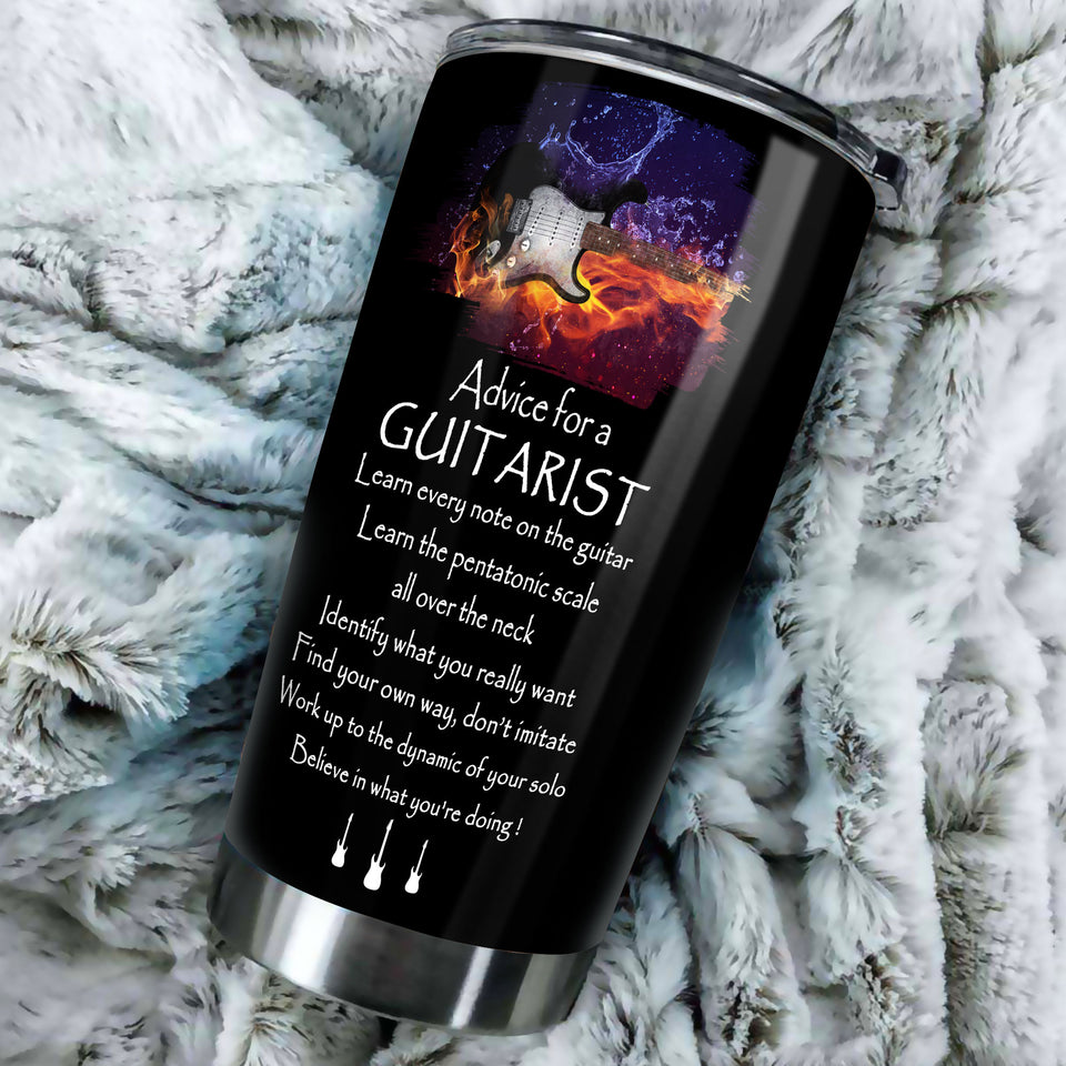 Camellia Personalized Advice For A Guitarist Believe In What You're Doing Stainless Steel Tumbler - Customized Double-Walled Insulation Travel Thermal Cup With Lid Gift For Guitarist