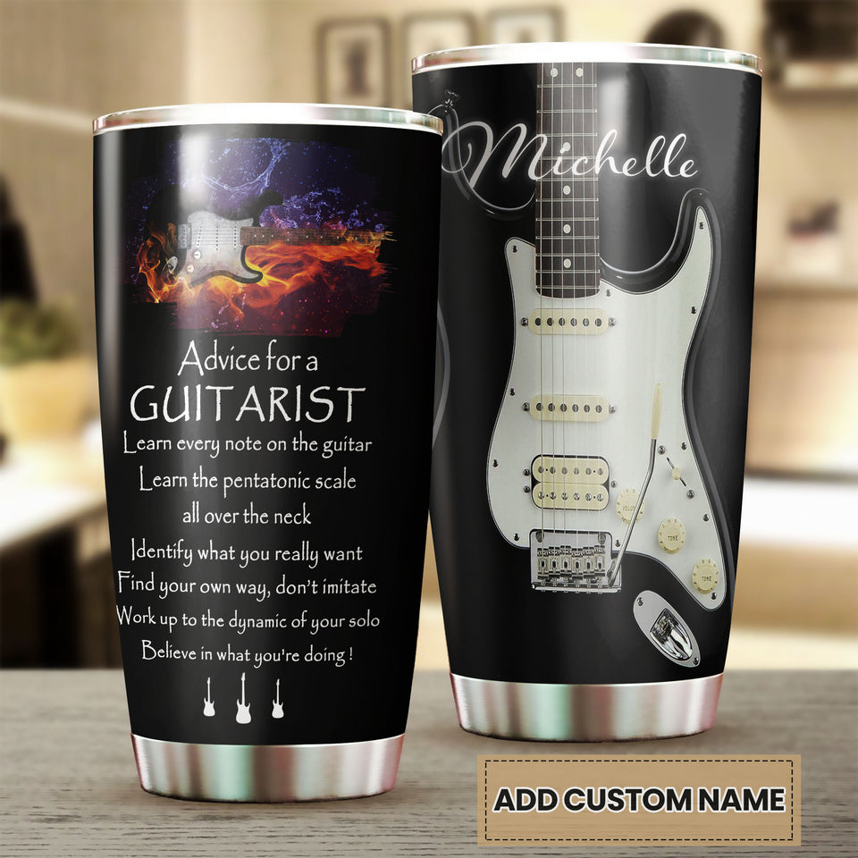 Camellia Personalized Advice For A Guitarist Believe In What You're Doing Stainless Steel Tumbler - Customized Double-Walled Insulation Travel Thermal Cup With Lid Gift For Guitarist