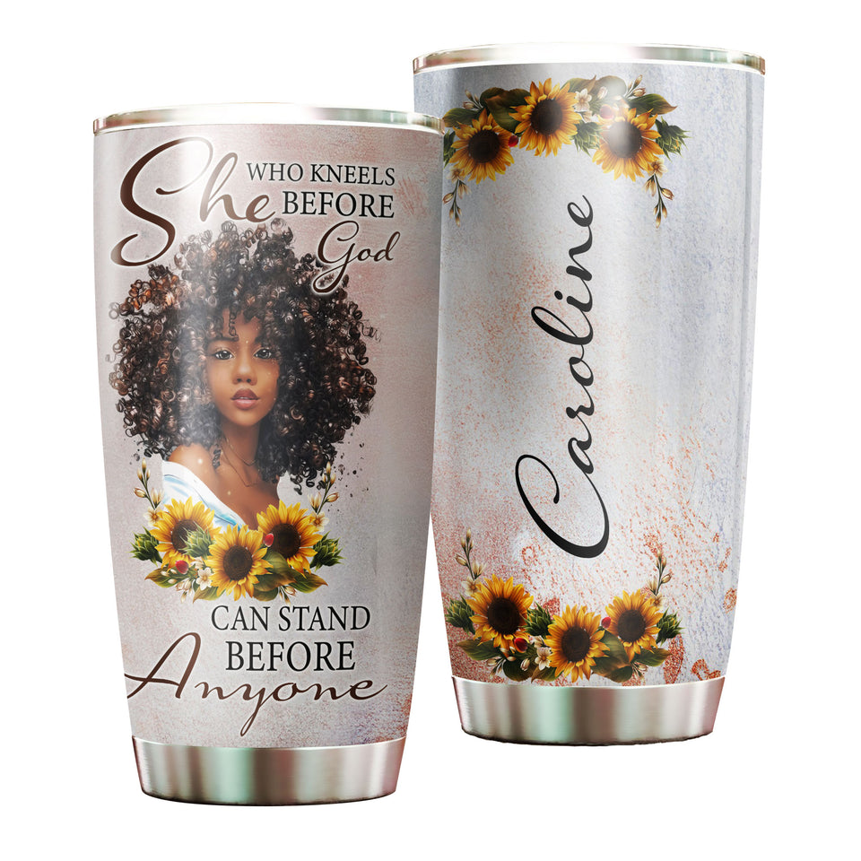 Camellia Personalized Black Women Faith Stainless Steel Tumbler - Double-Walled Insulation Vacumm Flask - Gift For Black Queen, International Women's Day, Hippie Girls 04