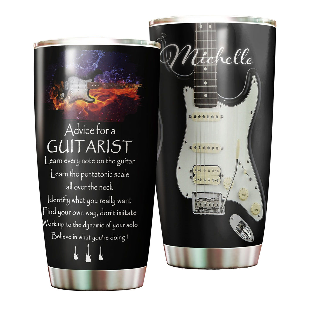 Camellia Personalized Advice For A Guitarist Believe In What You're Doing Stainless Steel Tumbler - Customized Double-Walled Insulation Travel Thermal Cup With Lid Gift For Guitarist
