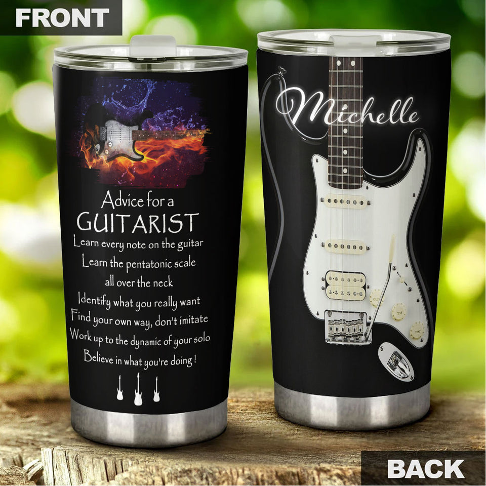 Camellia Personalized Advice For A Guitarist Believe In What You're Doing Stainless Steel Tumbler - Customized Double-Walled Insulation Travel Thermal Cup With Lid Gift For Guitarist