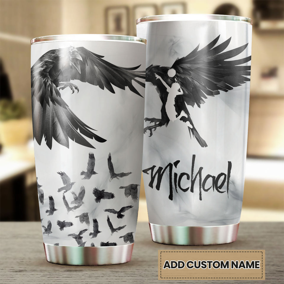 Camellia Personalized 3D Dark Eagles Stainless Steel Tumbler - Customized Double-Walled Insulation Travel Thermal Cup With Lid