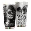 Camellia Persionalized Tattoo Girl Sassy Since Birth Stainless Steel Tumbler - Customized Double - Walled Insulation Travel Thermal Cup With Lid Gift For Tattoo Lover