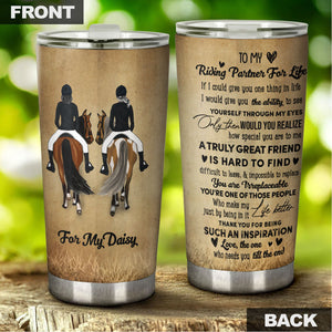 Camellia Personalized To My Riding Partner For Life Stainless Steel Tumbler-Double-Walled Insulation Cup With Lid Gift For Riding Couple