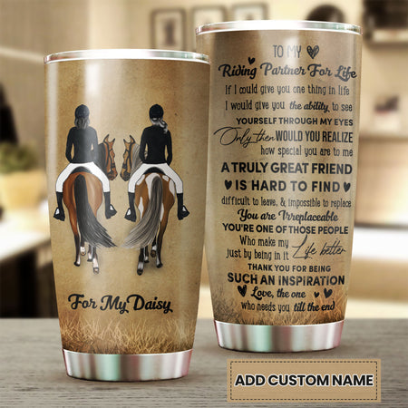 Camellia Personalized To My Riding Partner For Life Stainless Steel Tumbler-Double-Walled Insulation Cup With Lid Gift For Riding Couple