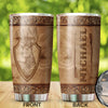 Camellia Personalized Deer Hunt  Wooden Style Stainless Steel Tumbler - Customized Double-Walled Insulation Travel Thermal Cup With Lid Gift  For Deer Lover