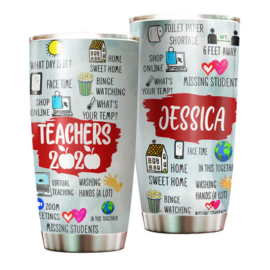 Camellia Personalized 3D Teachers Of 2020 Stainless Steel Tumbler - Customized Double-Walled Insulation Back To School Thermal Cup With Lid