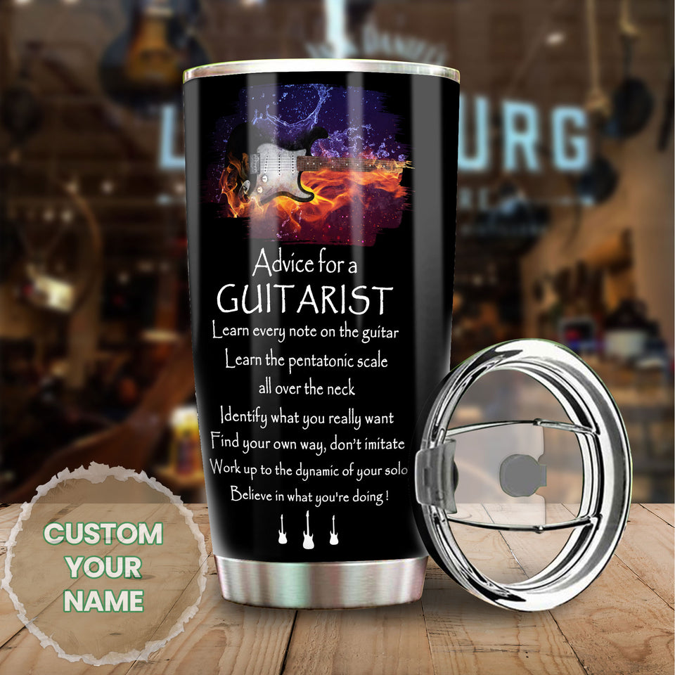 Camellia Personalized Advice For A Guitarist Believe In What You're Doing Stainless Steel Tumbler - Customized Double-Walled Insulation Travel Thermal Cup With Lid Gift For Guitarist